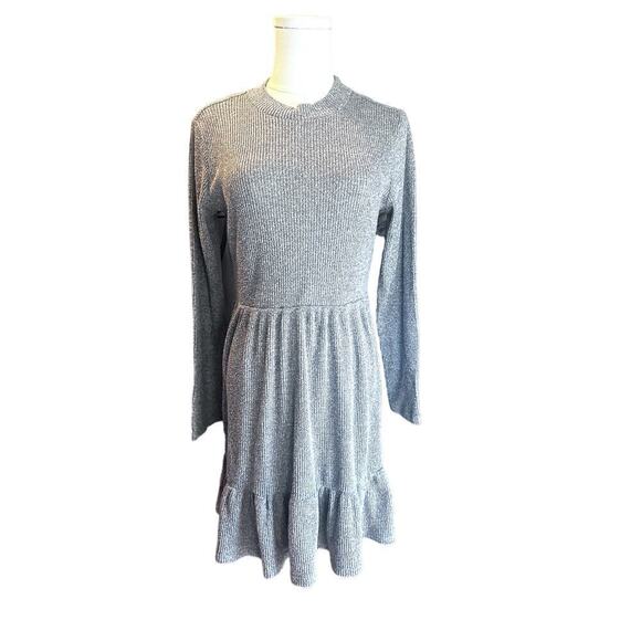 Emma & Michele Grey Ribbed Fit and Flare Long sleeve Dress Medium - Picture 1 of 9